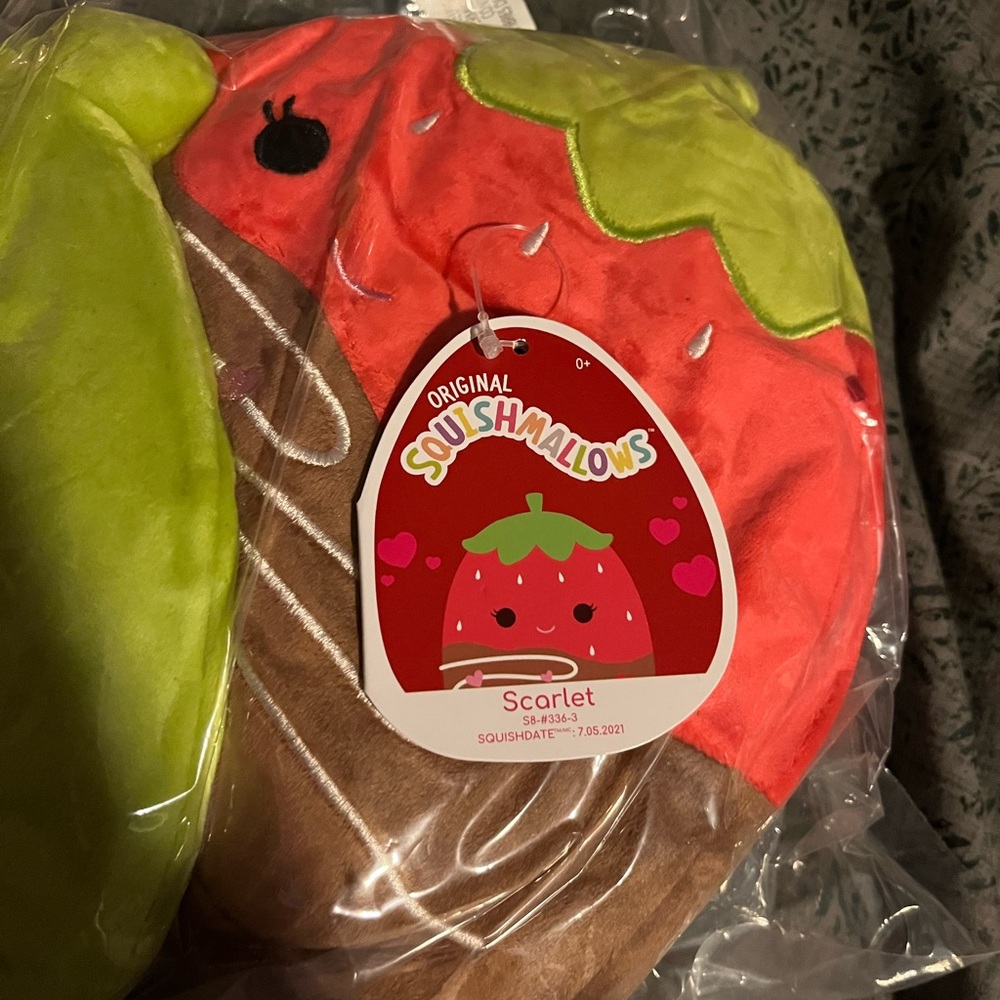 Squishmallows Scarlet Strawberry Plush with Red and Green